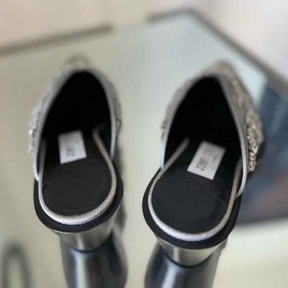 New JIMMY CHOO Cece Mule II 60 Silver Glitter Crystal Mules $2,995 37 - Picture 15 of 15